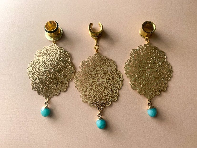 18k Gold Filigree With Blue Jade Dangles