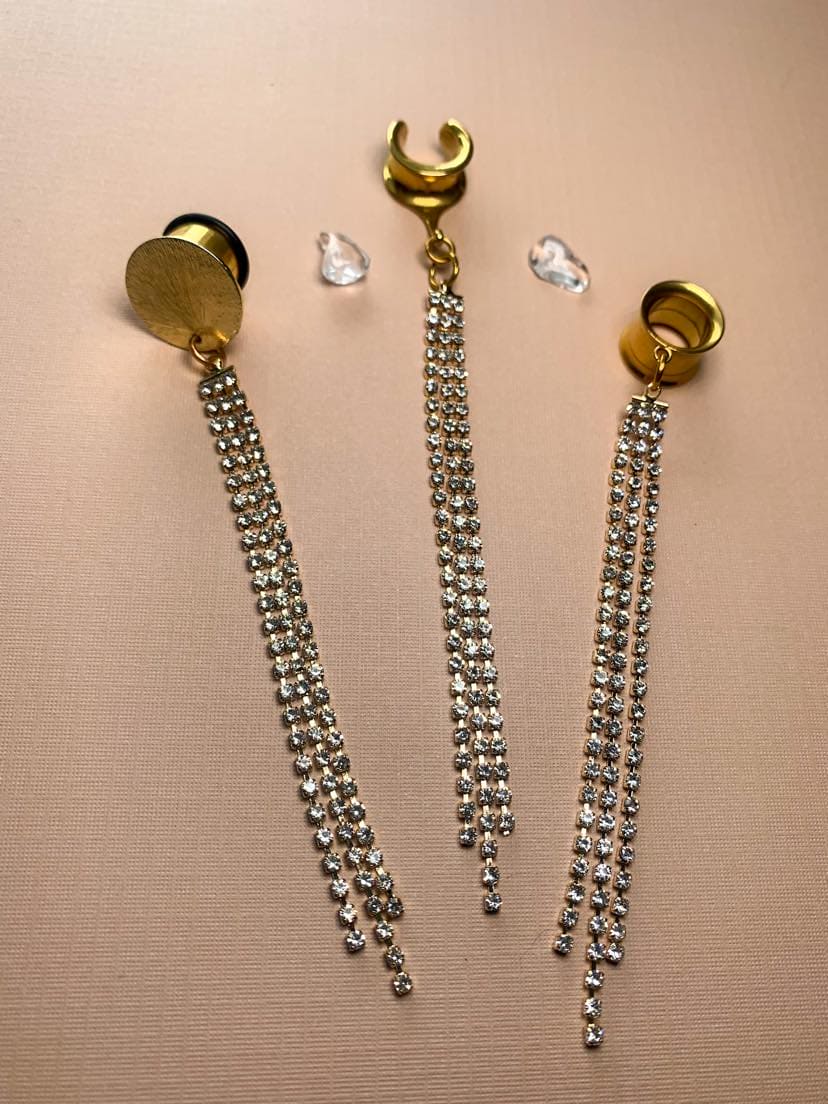 18k Gold Rhinestone Tassels