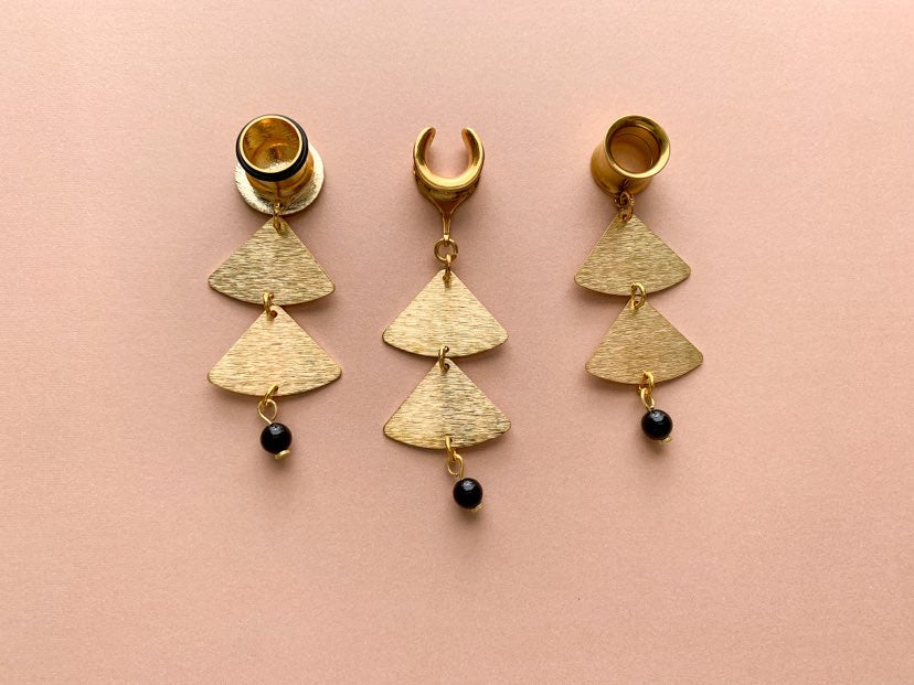2-Tier Brushed Brass Earrings