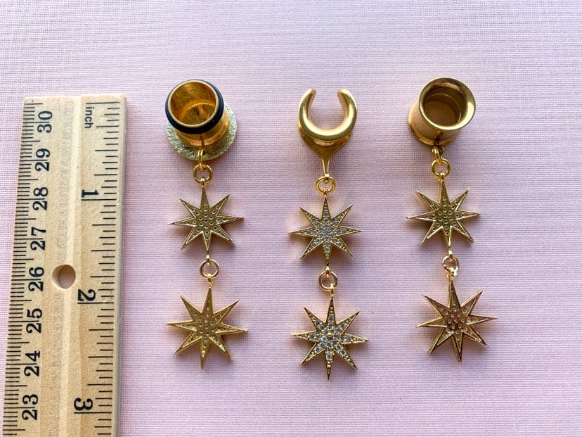 24k Plated Double CZ Stars