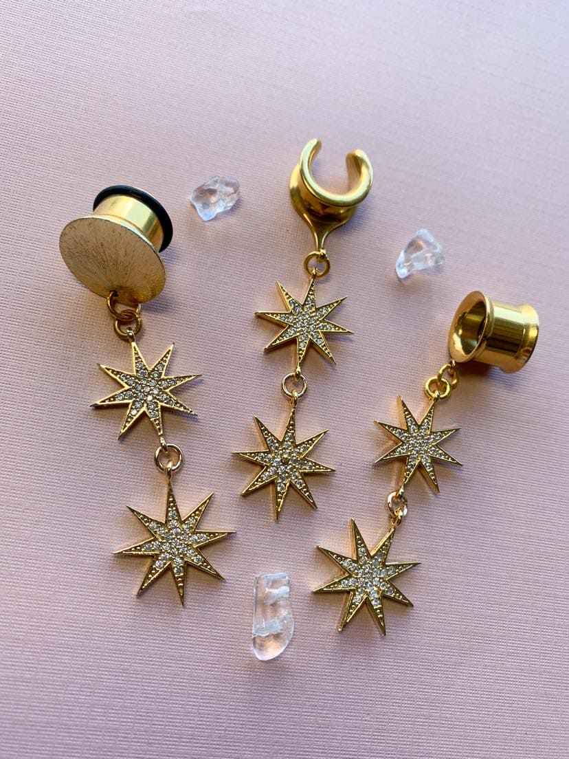 24k Plated Double CZ Stars