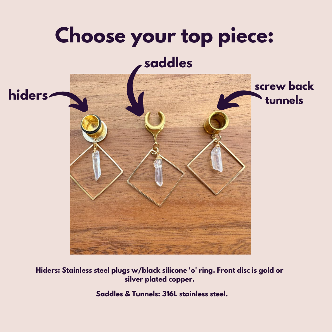 Gold Square With Faux Aura Quartz Dangle