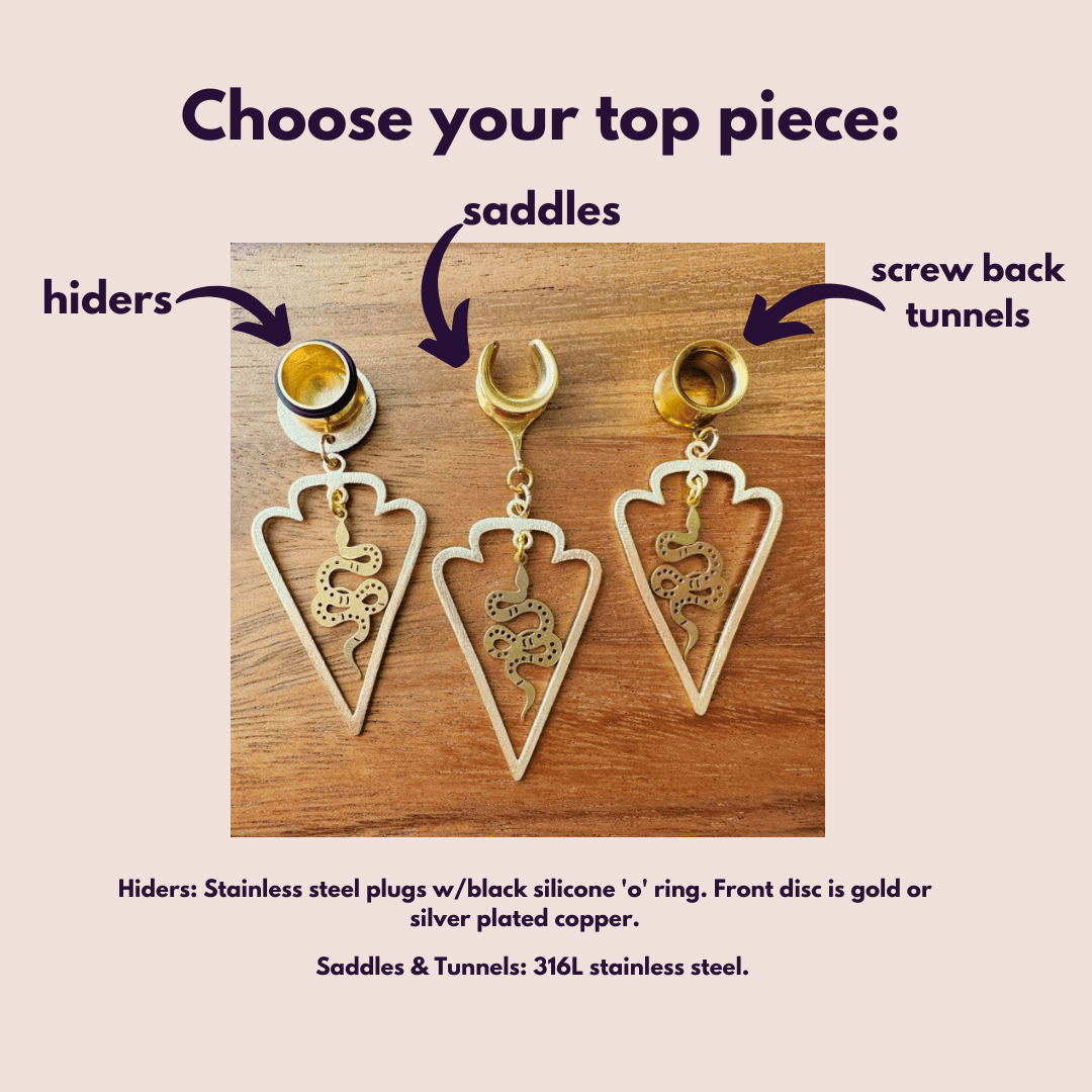 Gold Triangle Hoop With Brass Snake Pendant