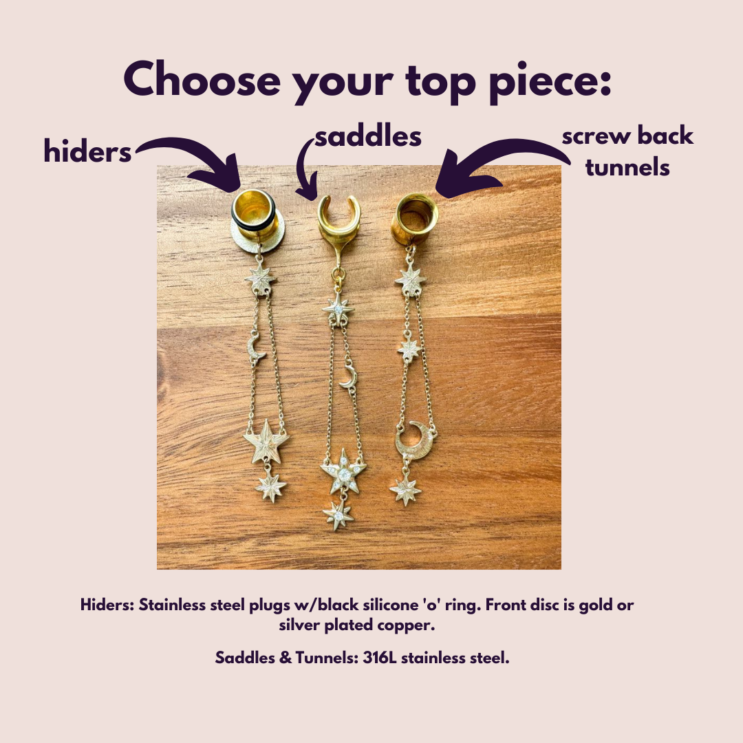 Long Gold Moon & Star Drops