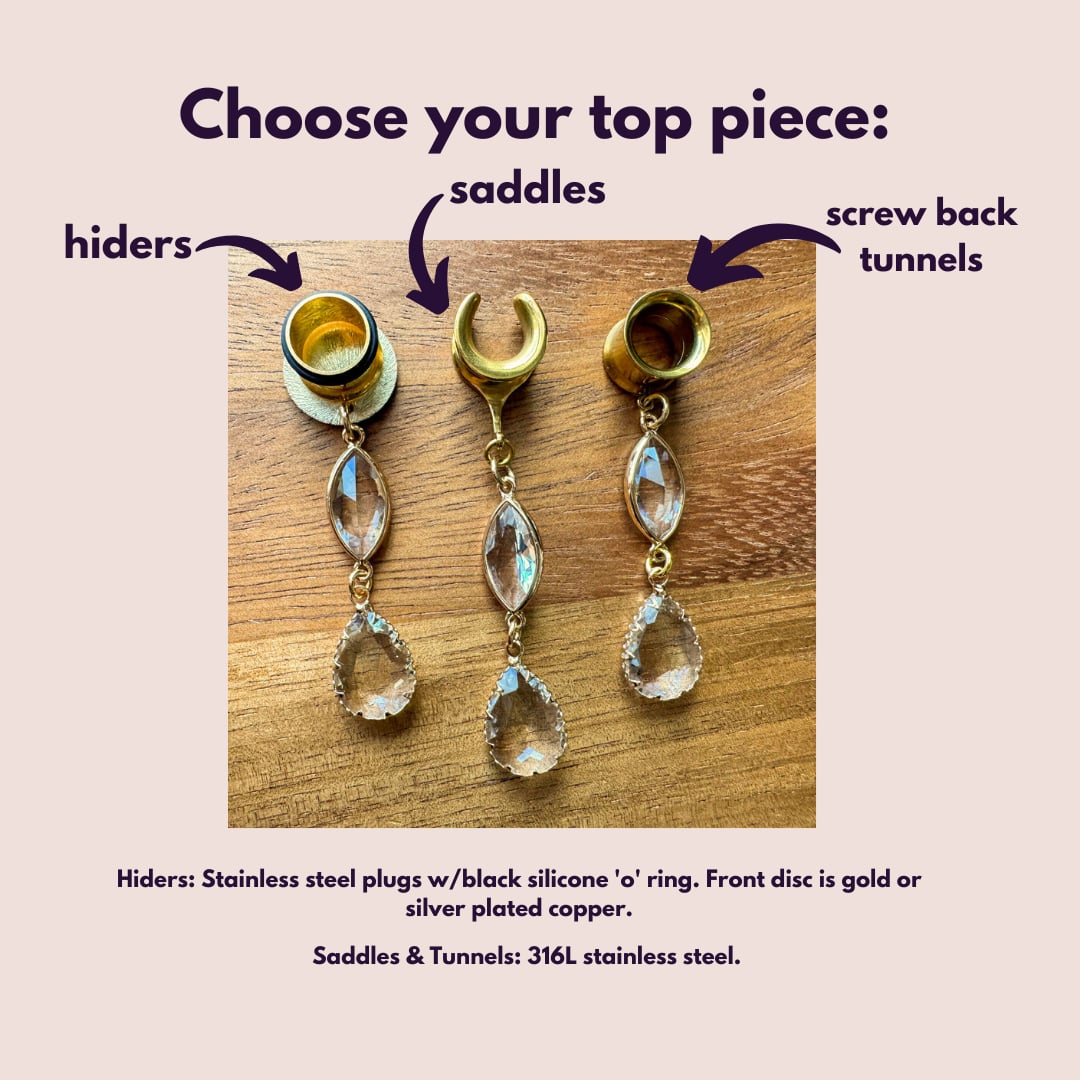 Gold Tone Glass Ear Dangles