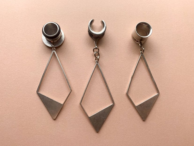 Antique Silver Rhombus Dangles