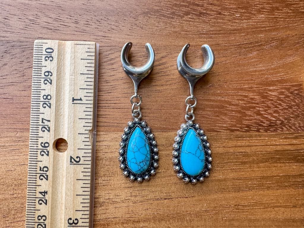 Antique Silver Tear & Faux Turquoise