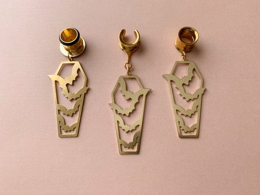 Gold Halloween Coffin With Bats