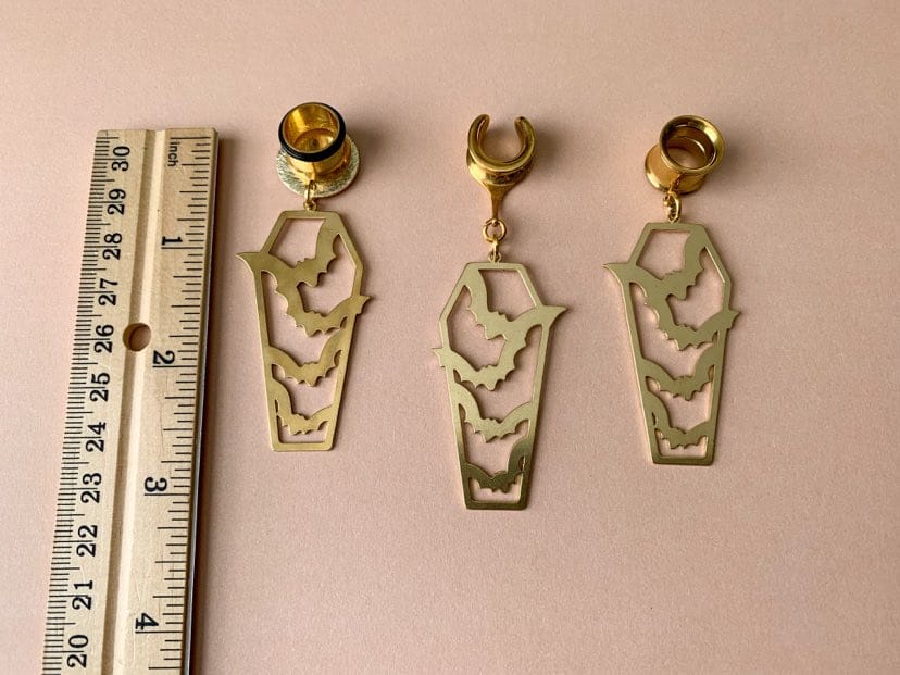 Gold Halloween Coffin With Bats