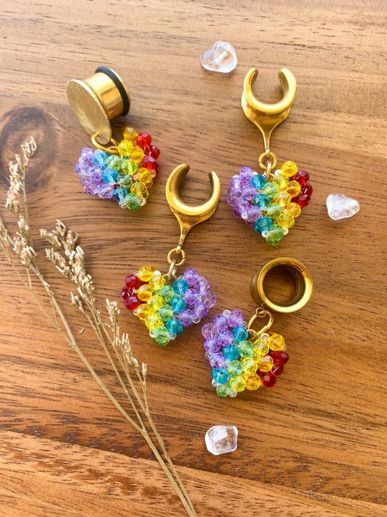 Beaded Rainbow Hearts