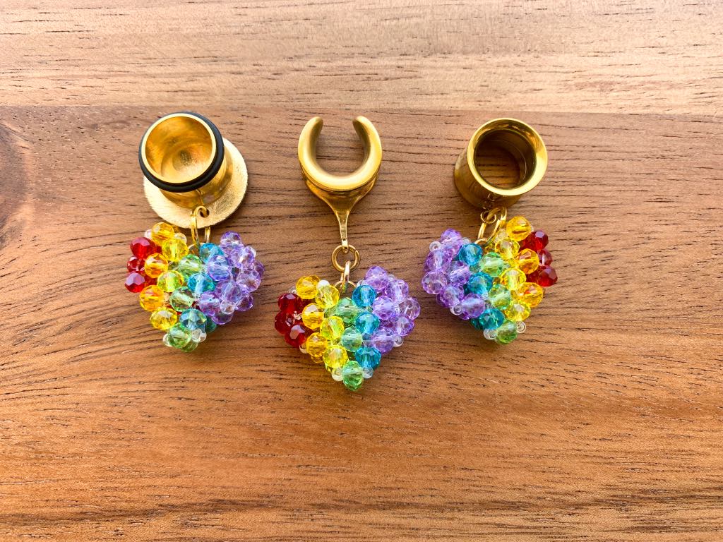 Beaded Rainbow Hearts