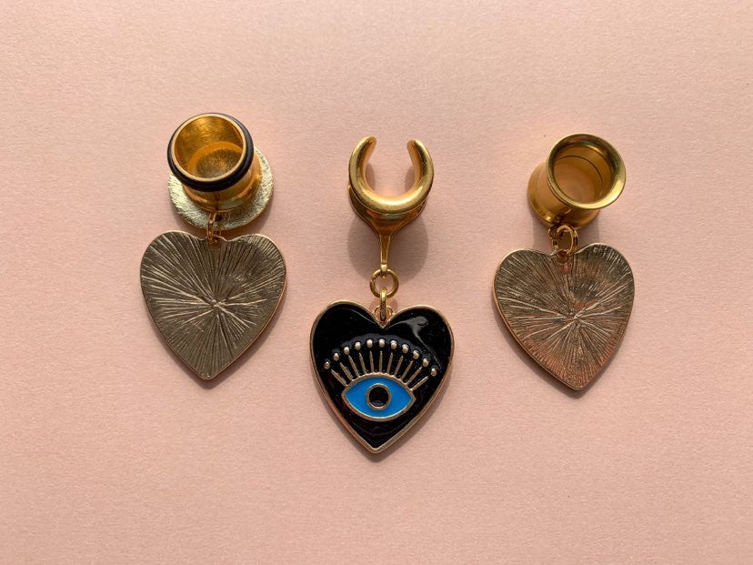 Black Heart Pendant With Blue Evil Eye Detail