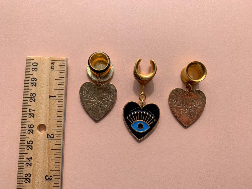 Black Heart Pendant With Blue Evil Eye Detail