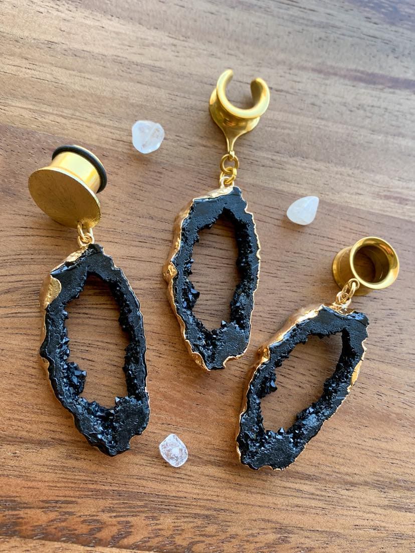 Black & Gold Druzy Dangles