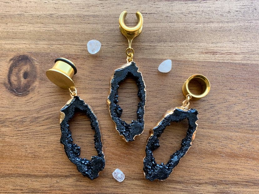 Black & Gold Druzy Dangles