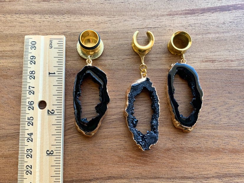 Black & Gold Druzy Dangles