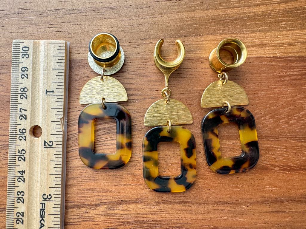Brown & Black Acetate Dangles w/ Gold Accents