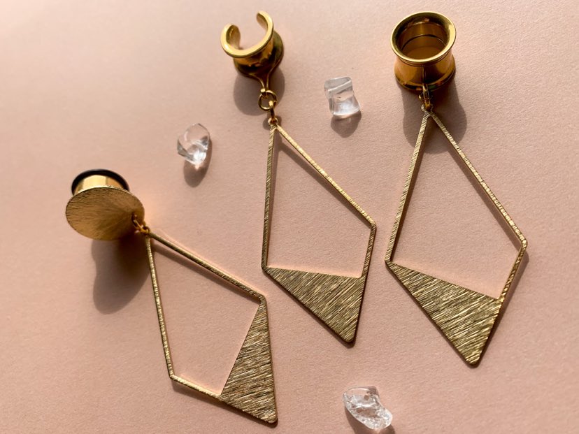 Brushed Gold Rhombus Dangles