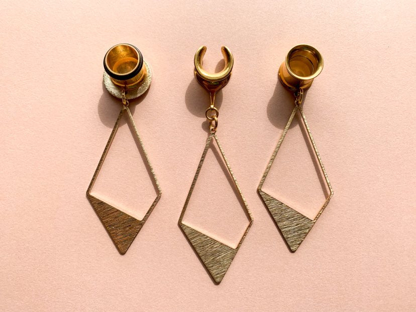 Brushed Gold Rhombus Dangles