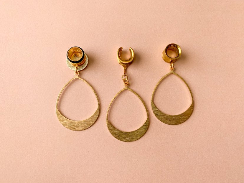 Brushed Gold Tear Hoops