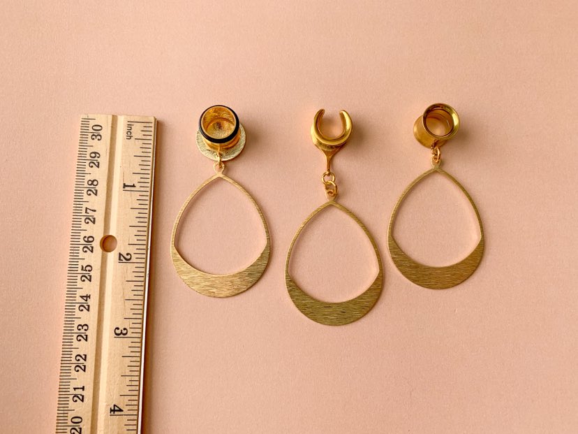 Brushed Gold Tear Hoops