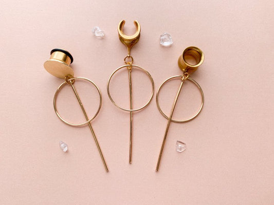 Gold Hoops With Bar Dangle