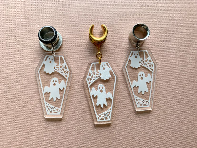Clear Coffin Ghost Dangles