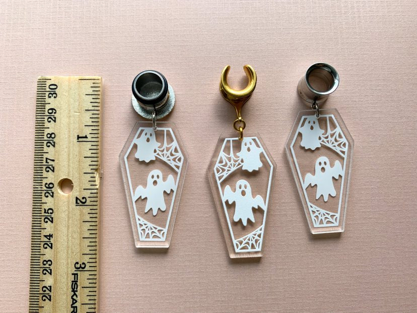 Clear Coffin Ghost Dangles