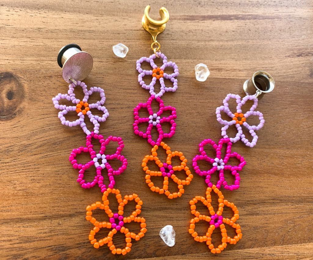 Colorful Beaded Daisy Earrings