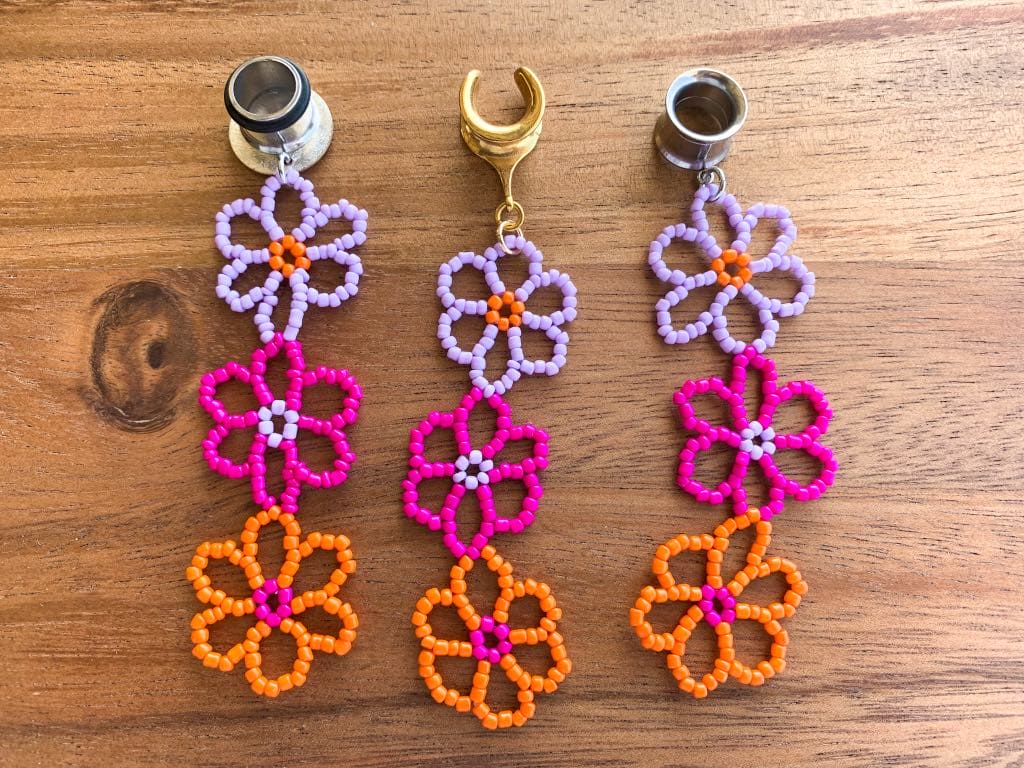 Colorful Beaded Daisy Earrings
