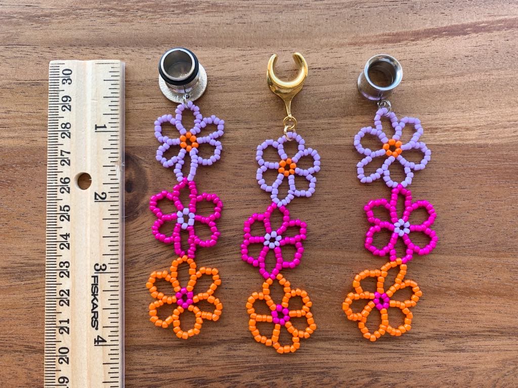 Colorful Beaded Daisy Earrings