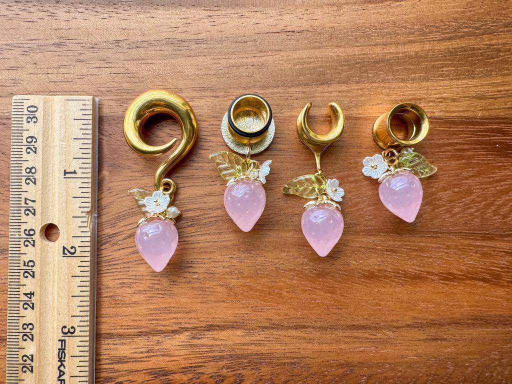 Dainty Gold & Pink Strawberries