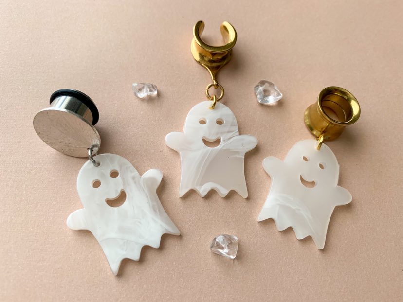 Gold or Silver Happy Acrylic Ghosts