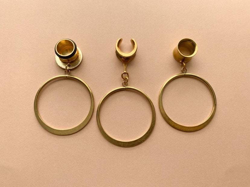 Raw Gold Brass Hoops