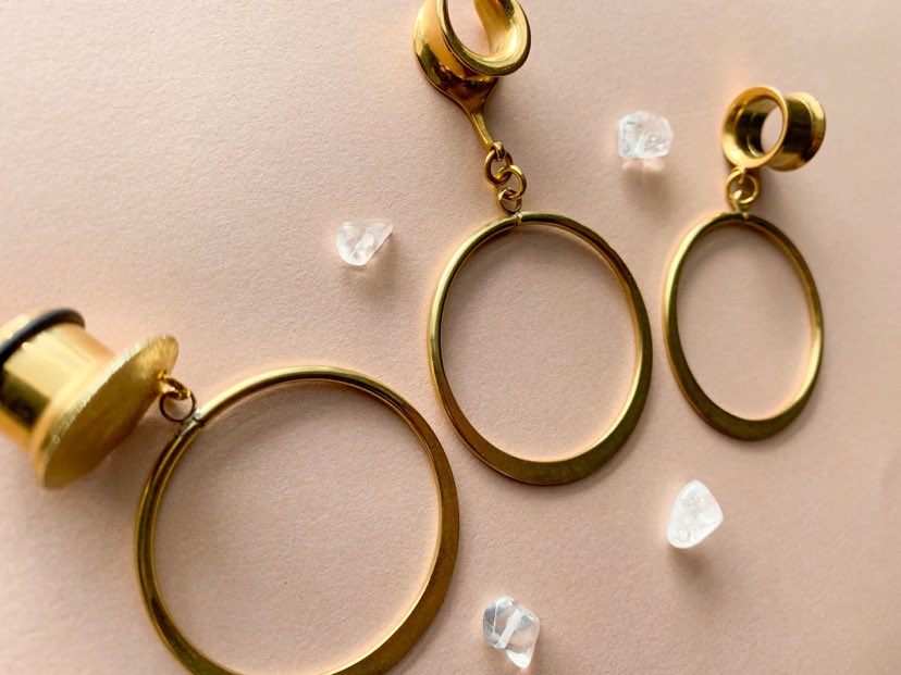 Raw Gold Brass Hoops