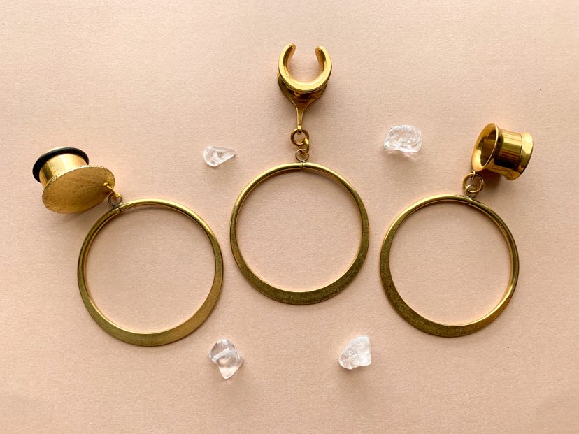 Raw Gold Brass Hoops