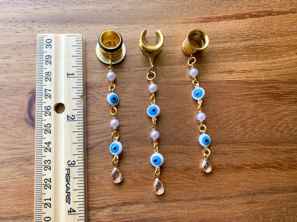 Evil Eyes & Faux Pearl Earrings