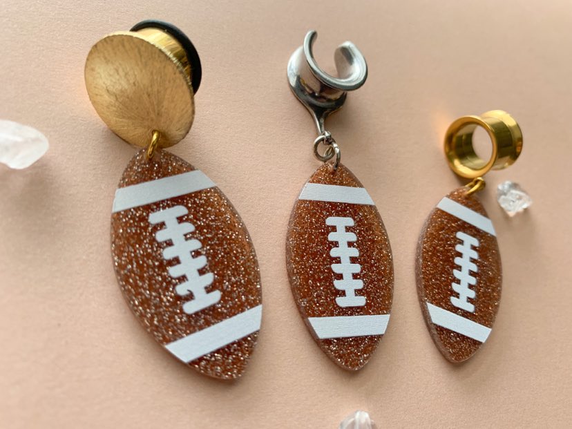 Gold or Silver Football Earrings