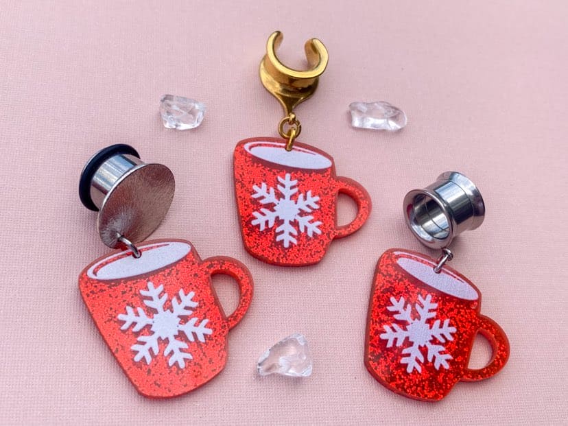 Gold or Silver Glittery Snowflake Mugs