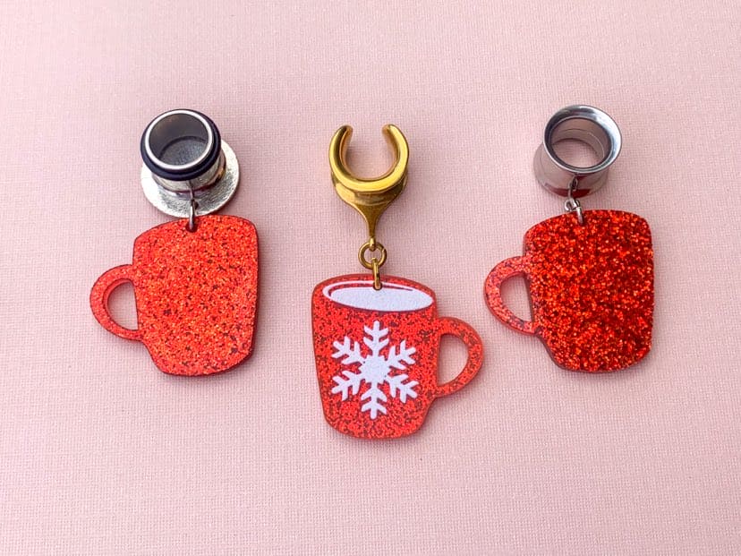 Gold or Silver Glittery Snowflake Mugs