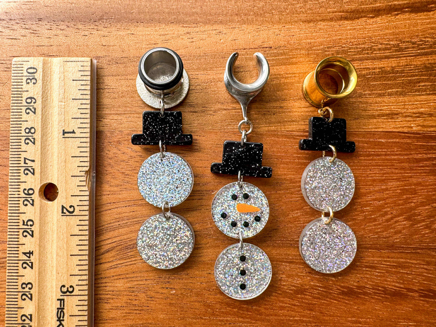 Glittery Snowman Dangles