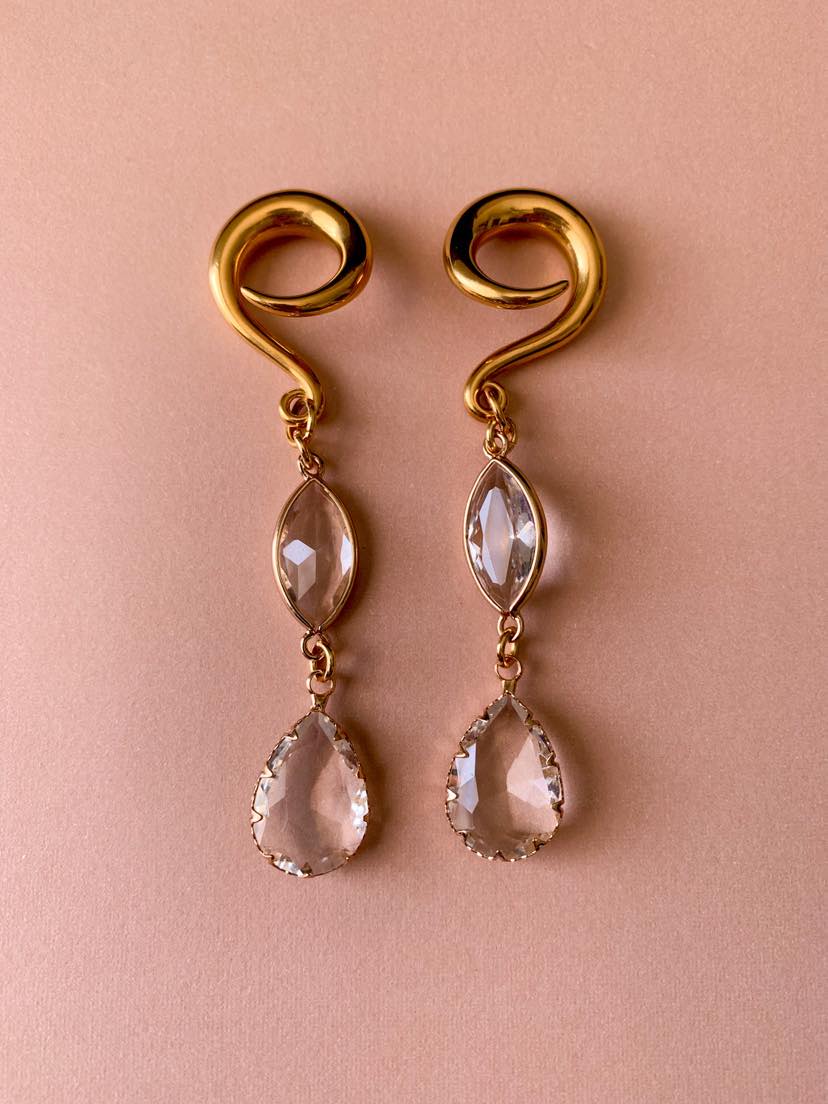 Gold Plated Glass Ear Hooks