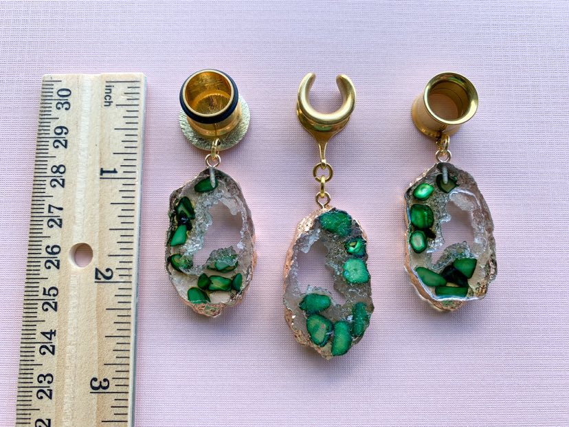 Gold & Green Druzy Dangles