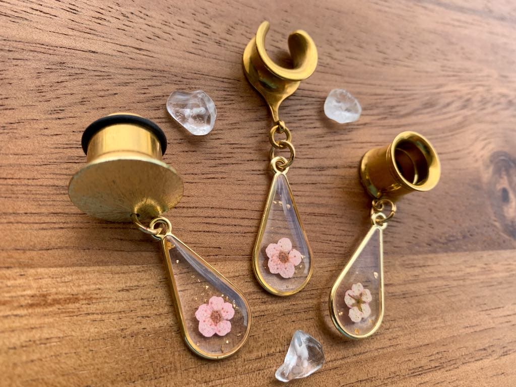 Gold Spring Resin Drop Earrings