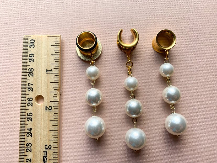 Gold Tone 3-Tier Faux Pearls