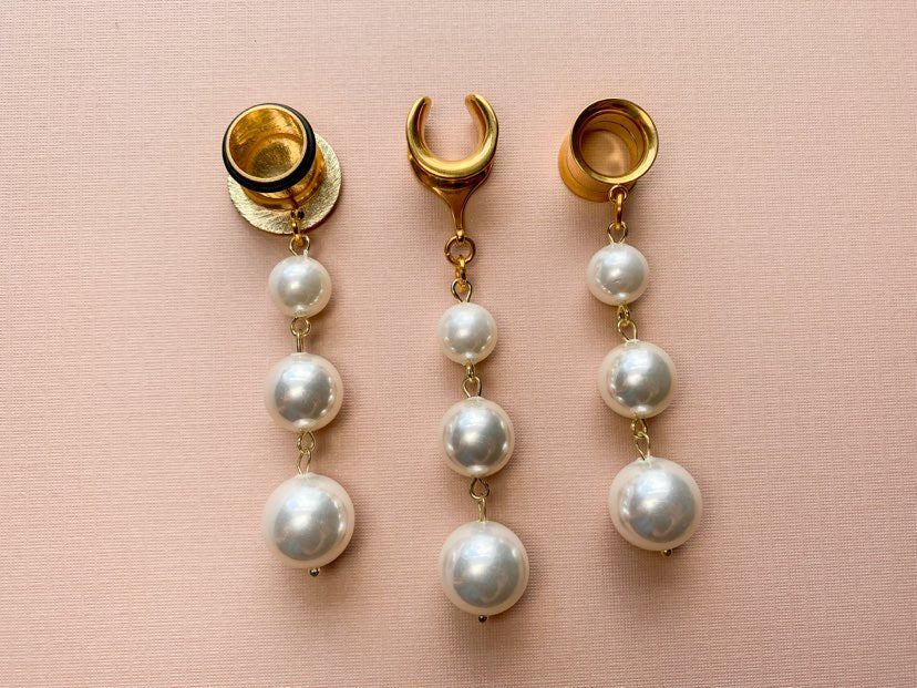 Gold Tone 3-Tier Faux Pearls