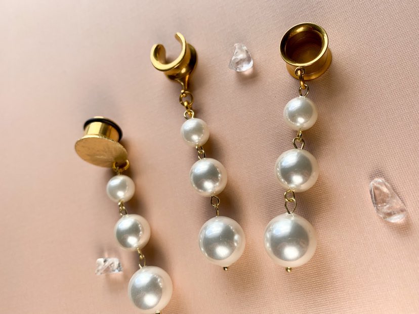 Gold Tone 3-Tier Faux Pearls