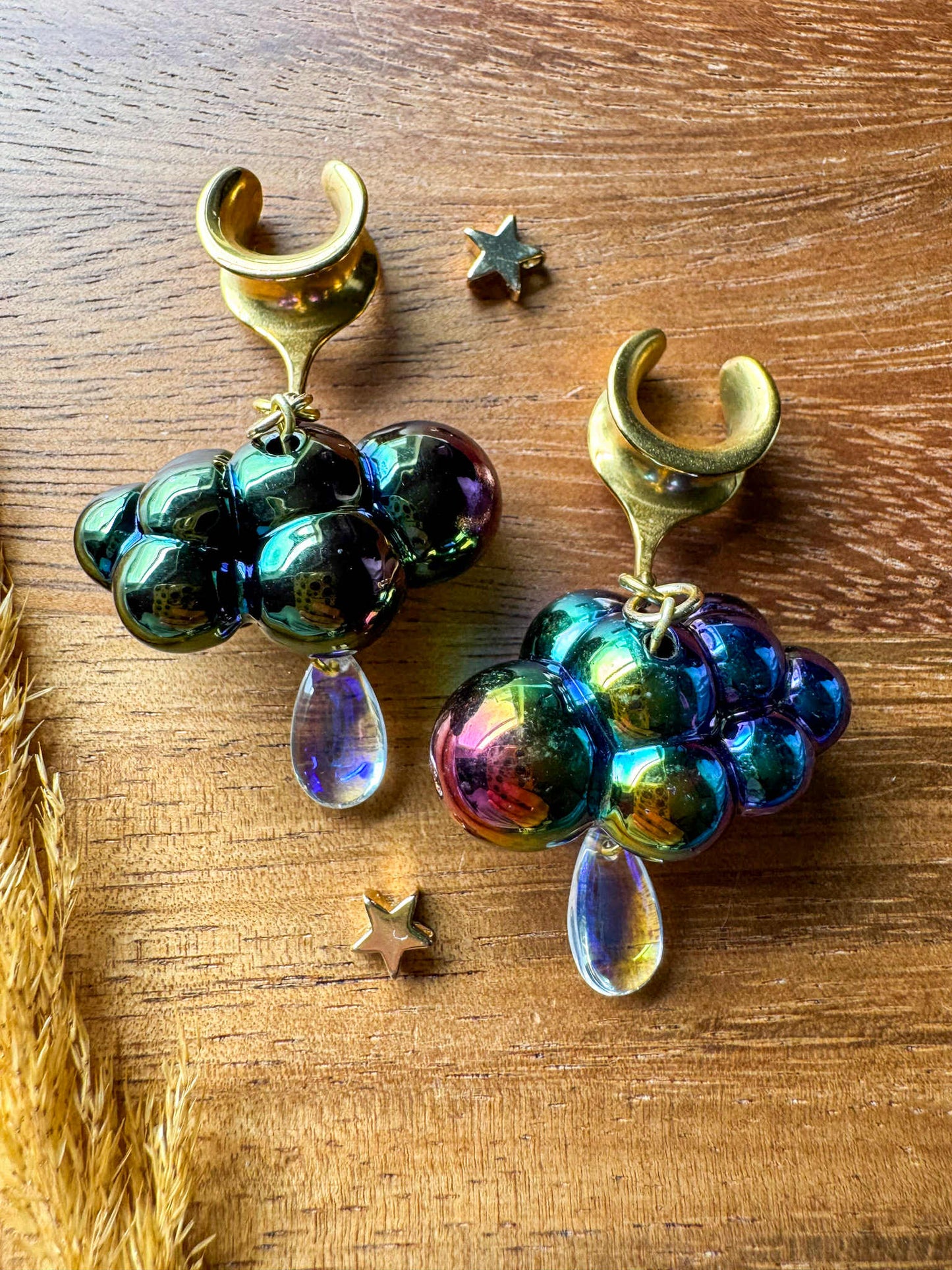 Gold Chroma Rainclouds Plug Earrings