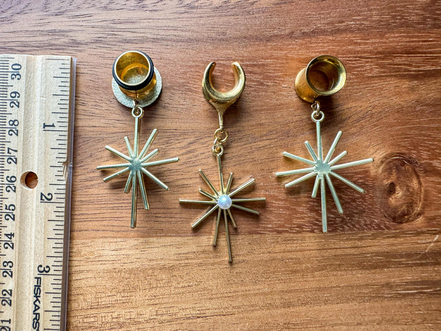 Gold Stars With Faux Pearl