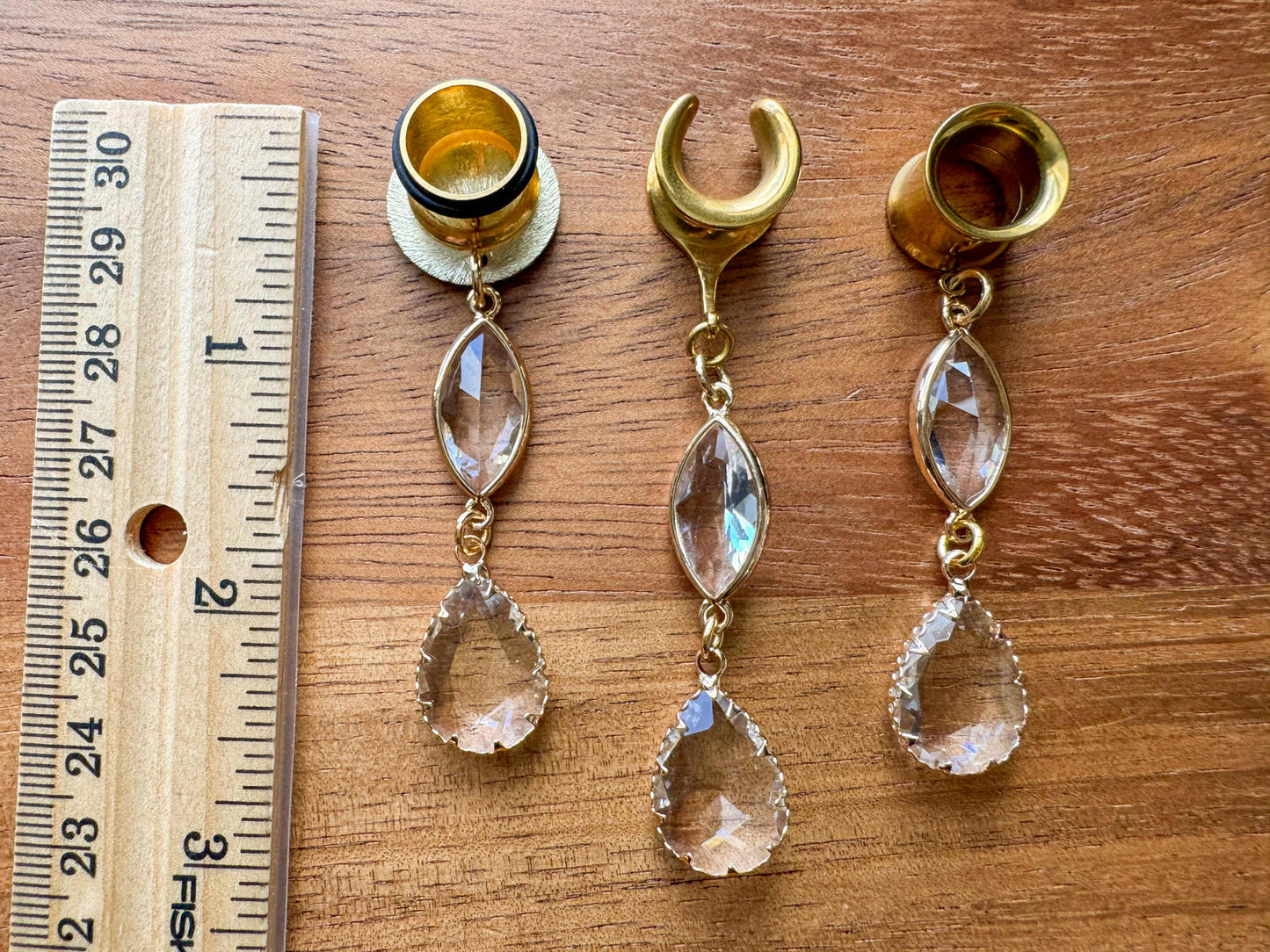 Gold Tone Glass Ear Dangles